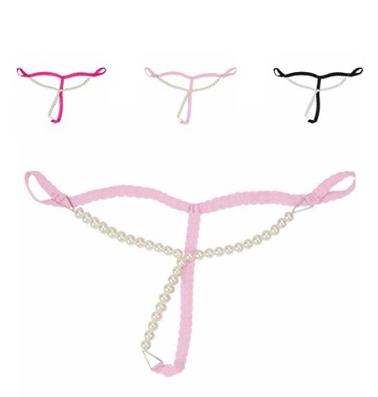 FasiCat Women's Womens Pearl Thongs G-strings Lace Underwear Panties for Women Free Size