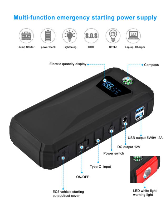 12000mAh Li Ion Battery Car Jump