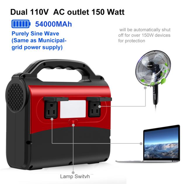 54000mAh 200Wh Lithium Battery 150W Portable