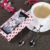 2 in1 Heart Shaped Love coffee tea measuring Spoon Wedding lover Favors gift stainless steel dinner