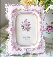 Resin Carven Pink Flowers With Two Direction Viewing 4x6' Photo Frame For Home Decoration