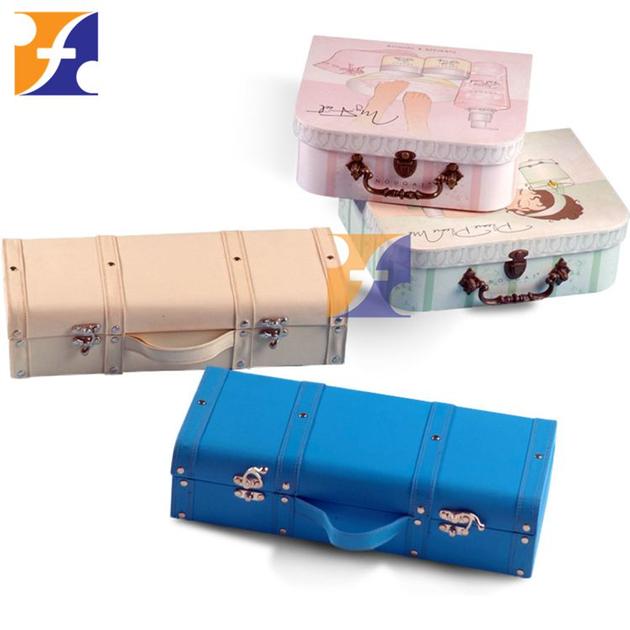 2016 new mini paper cardboard toy suitcase with handle