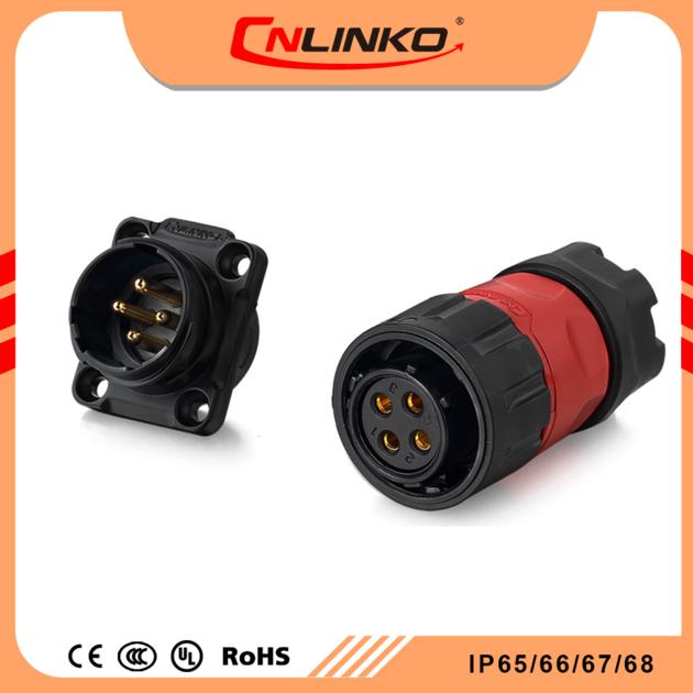Cnlinko auto circular male female cable connector panel mounted plastic waterproof IP67 connector