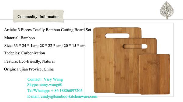TF090 3 Pieces Totally Bamboo Cutting Board Set, Bamboo Chopping Board for Hot Selling