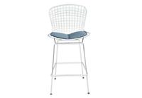 2 x NEW HARRY BERTOIA STYLE WIRE NET BAR STOOLS WITH SEAT BLACK CUSHION