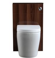 Back to Wall Toilet Vanity Unit D-Shape WC Pan Concealed Cistern in Walnut