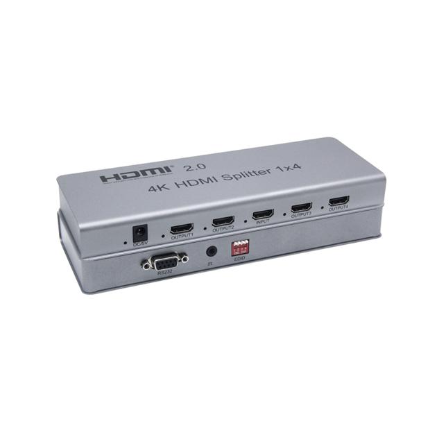 HDMI v2.0 splitter 1x4 with IR extension,EDID management,RS232