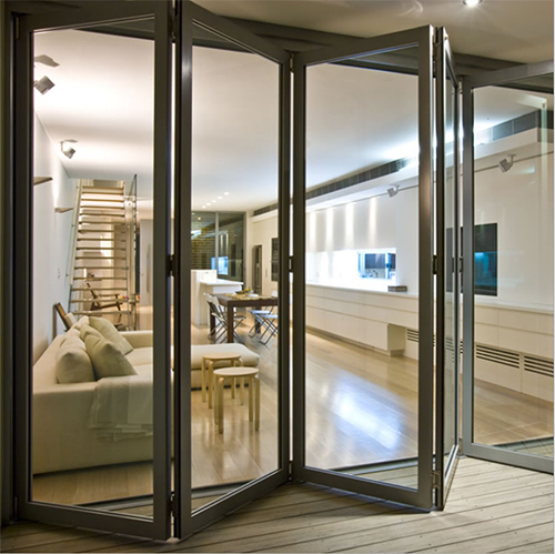 Foshan Factory Good Quality Aluminium frame double glass Folding door Wholesale aluminum glass doors