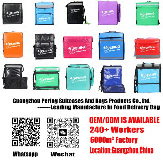 guangzhou pering custom logo oem rider meal tote backpack takeaway container food delivery bag