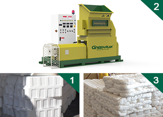 Polystyrene recycling with GREENMAX MARS C200 melting machine 