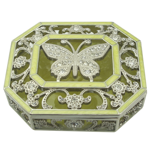 Crystal Decorated Metal Jewelry Box