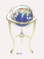 Gemstone Globe on 3 Golden Metal Legs
