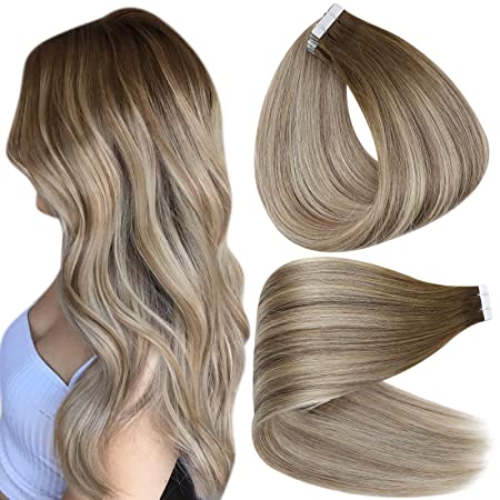 Balayage Highlights Clip in Extensions 100% Remy Human Hair (#4/24/4)