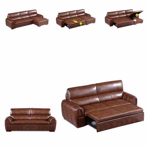 Folding Sofa Bed Modern Minimalist Functional Corner Combination Leather Art Living Room Furniture 