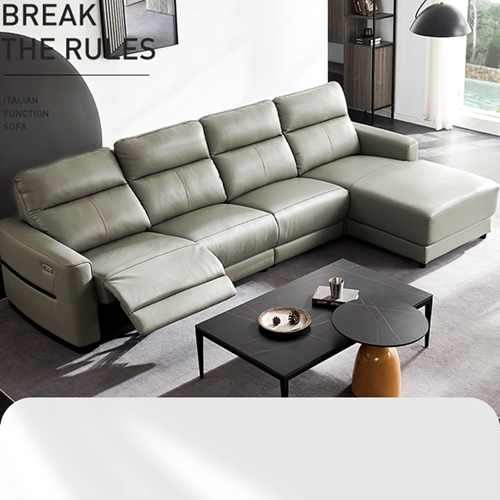 2022 Head Laminated Textured Cowhide Sofa Italian Minimalist Living Room Corner Function Sofa Modern