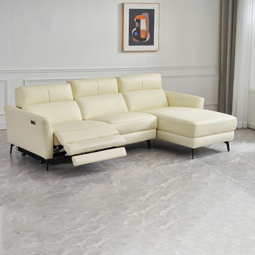 Modern Minimalist Living Room Corner Sofa Three-Seat Combination L-Shaped Chaise Longue Leather 