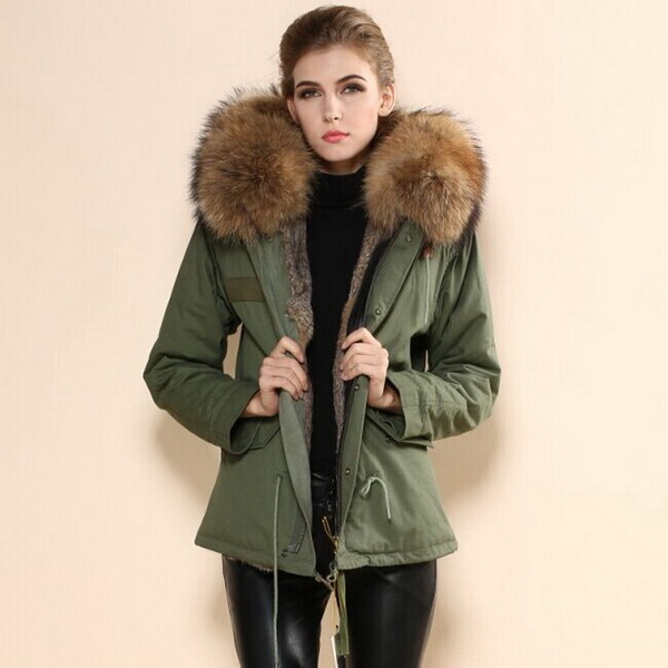 army green fur parka outwear supplier