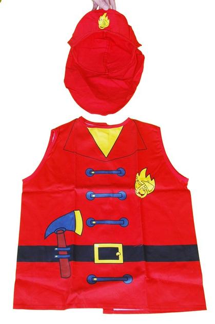 RED FIREMEN COTTON KIDS PAINT APRON