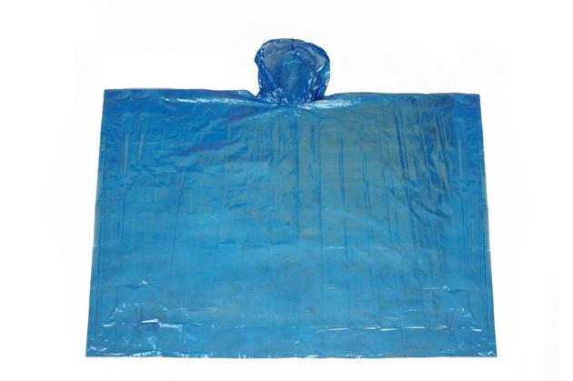 BLUE PE DISPOSABLE RAIN WATERPROOF PONCHO