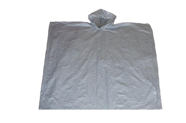 SILVER PEVA DISPOSABLE RAIN PONCHOS FOR MEN
