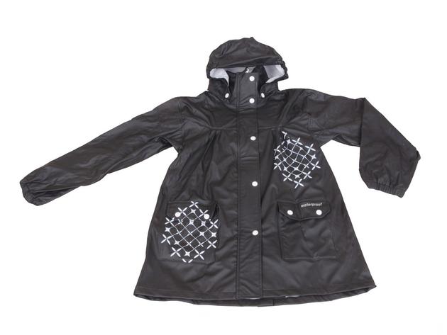 BLACK PU LONG RAIN JACKET FOR WOMEN