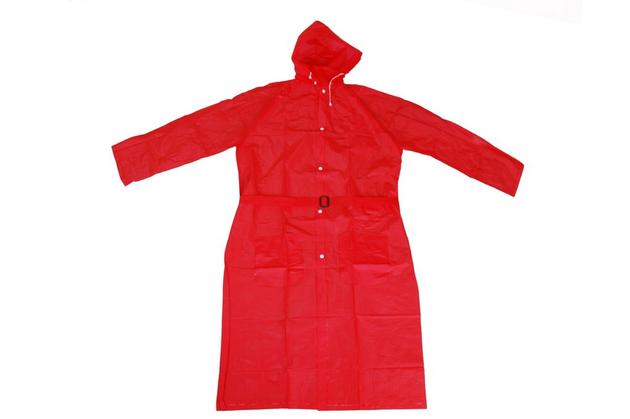 RED PVC VINYL LONG RAIN LADIES WATERPROOF JACKETS
