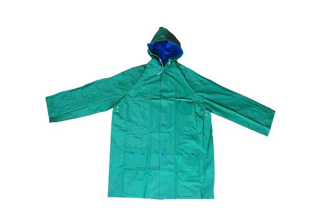 GREEN AND BLUE REVERSIBLE PVC VINYL RAIN BEST WATERPROOF JACKET