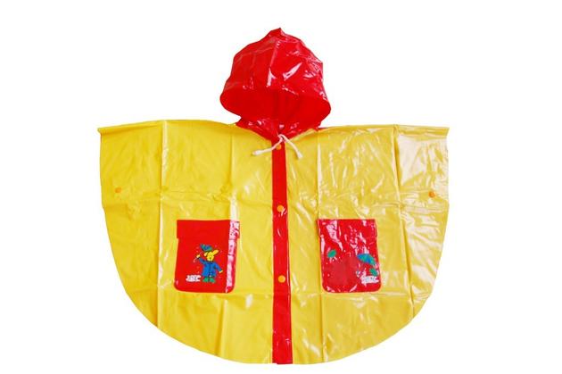 RED AND YELLOW SHINY PVC VINYL PACIFIC RAIN WATERPROOF PONCHO