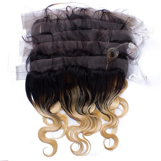 13X4 Size 1BT Blonde Virgin Human Hair Lace Closure And Frontals Natural Body Wave Style With Baby H
