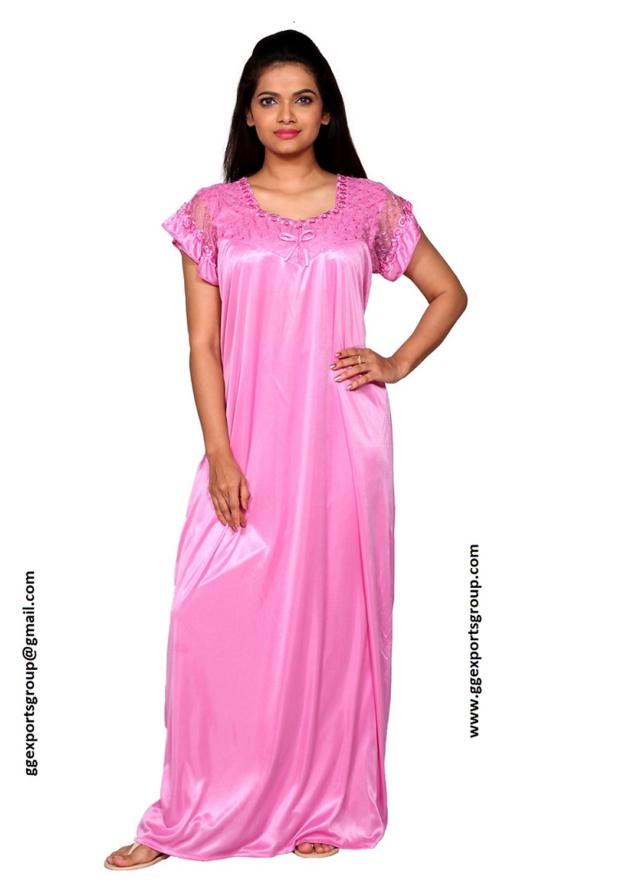 Pink Satin polyster Nighty