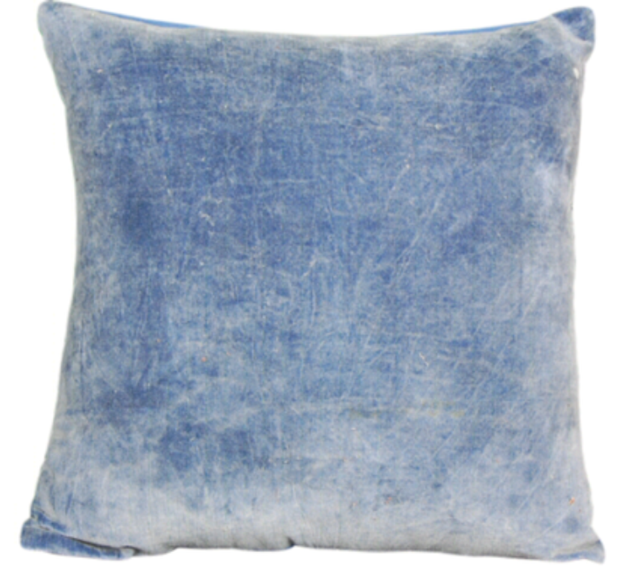 Cotton Velvet Stone Washed Cushion Cover Blue size 50x60 inch 