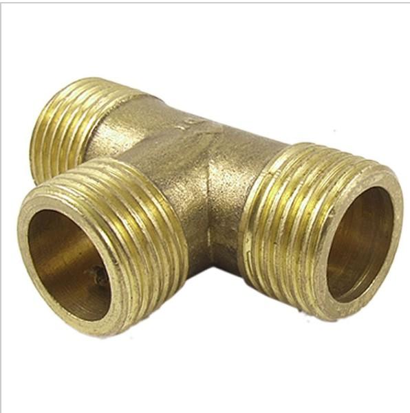 Brass T Shape Water Fuel Pipe Equal Male Tee Adapter Connector 1/2" Thread 