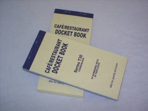 restaurant docket book and receiptbook and guest check book