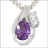 St.Silver/Rhodium Pendant with Amethyst and Cubic Zircon