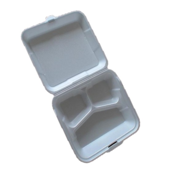 3 Compartment Clamshell Foam Food Container
