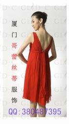 Back deep V Evening bridesmaid cocktail ball dress gown 