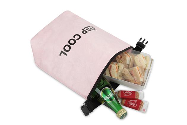 Tyvek¬ Medium Size Roll Top Lunch Tote Color Pink Gox Bag