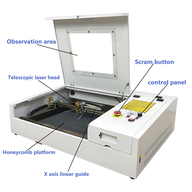 JNHXSK 50W CNC laser engraving and cutting machine TS4040 with honeycomb 400*400mm for wood leather