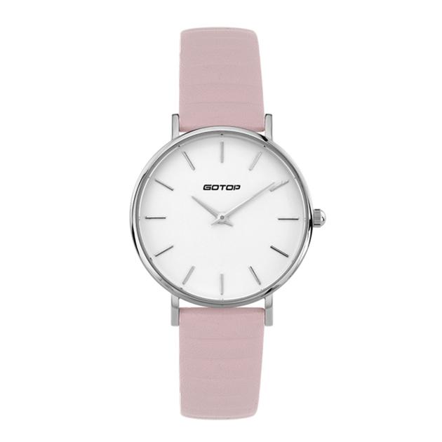 DW STYLE SILVER AND WHITE WOMEN'S WATCH WITH PINK LEATHER STRAP MANUFACTURER