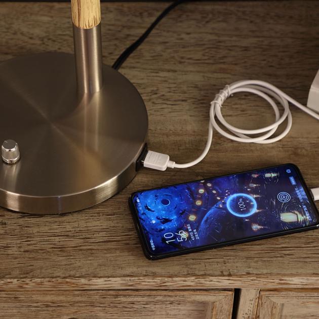 USB Table Lamp LED Light Wood