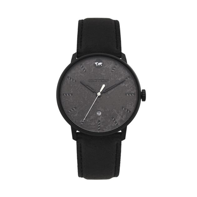 MEN'S BLACK WATCH WITH LEATHER STRAP MANUFACTURER