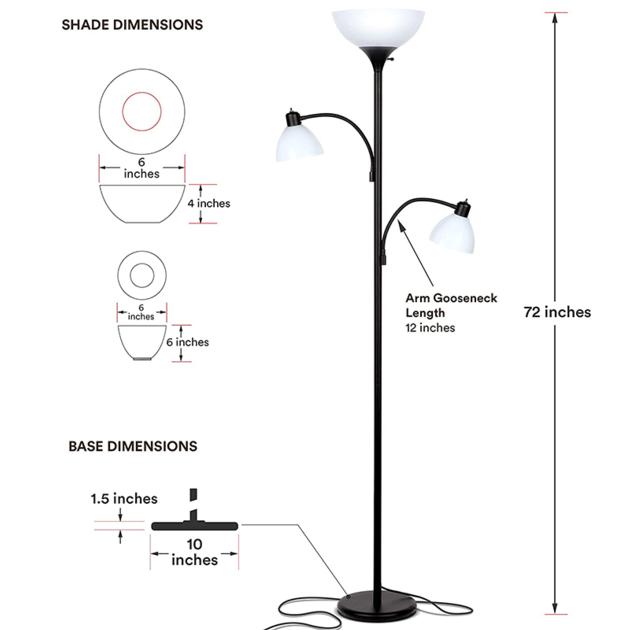 Torchiere Floor Lamp With 2 Reading