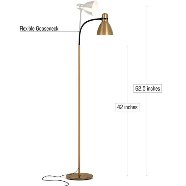 Adjustable Goose Neck Standing Lamp LED Light, Task & Reading Metal Floor Lamp Touch Dimmable Swicth