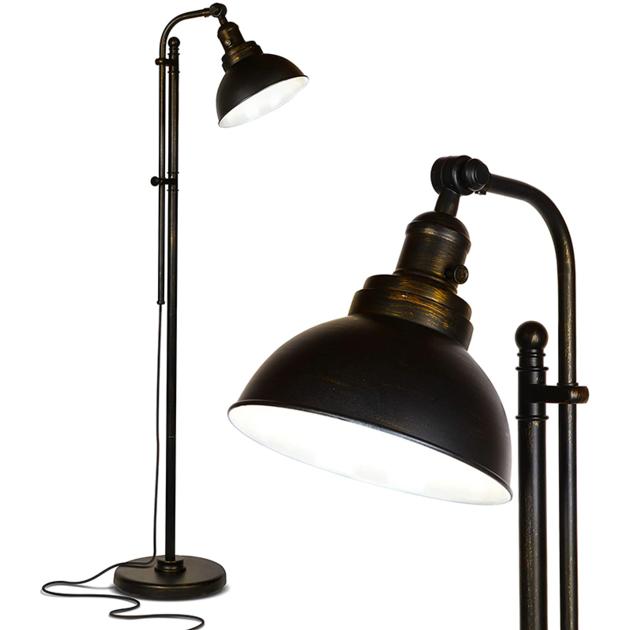 LED Light,Industrial Black Metal Floor Lamp,Adjustable Lamp Head,Height Adjustable