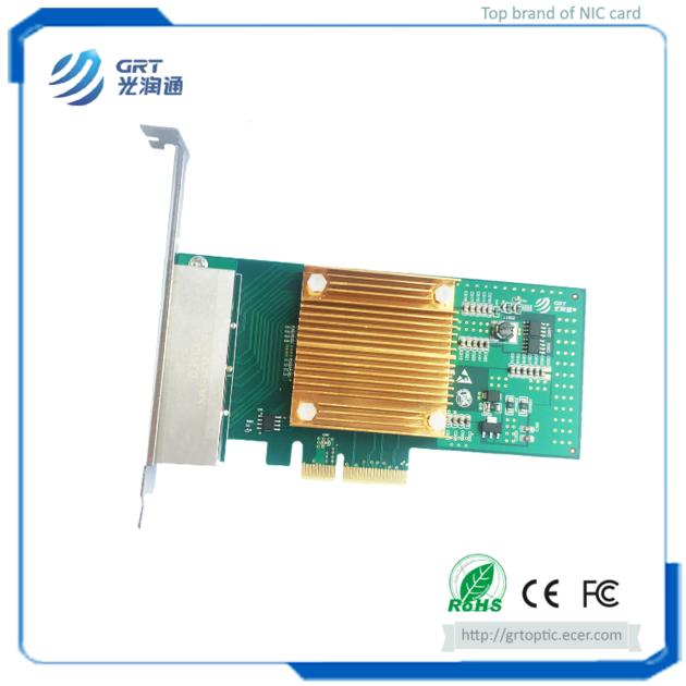 GRT Gigabit 4-Port RJ45 PCIe Fibre Ethernet NIC Network Card with new power solution IEEE and DMAC