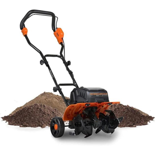 SuperHandy Electric Garden Tiller - 20V 4Ah Battery System, 14" Tilling Width, Collapsible Handles