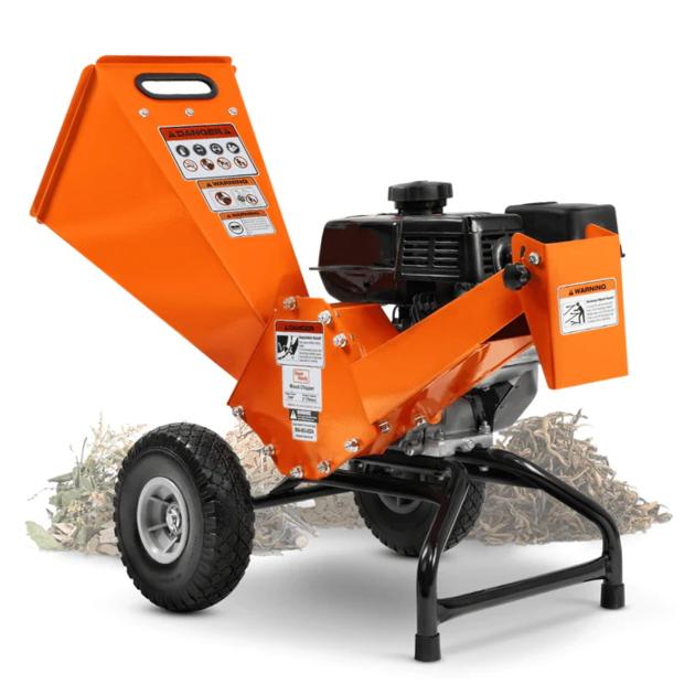 SuperHandy Compact Wood Chipper - 7HP Gas Engine, Adjustable Exit Chute, up to 3" Branch Diameter (O