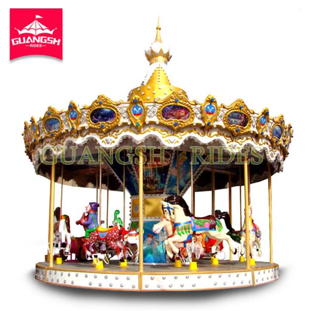 Amusement Park Kids Ride Outdoor Horse Carousel Swing Rotating Crown Carousel for Sale 