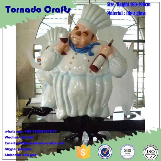 Fiberglass Chef Cook Statue For Resturant