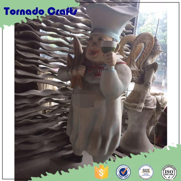 fiberglass chef cook statue for resturant decoration
